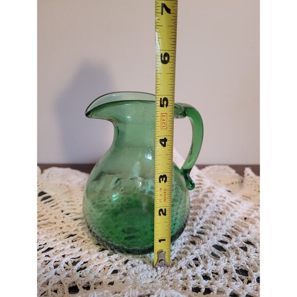 vintage mid-century modern hand blown glass pitcher - Picture 3 of 7